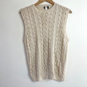 Vintage 80s Nordstrom Hand Knitted 100% Silk Coastal Cottagecore Sweater Vest M
